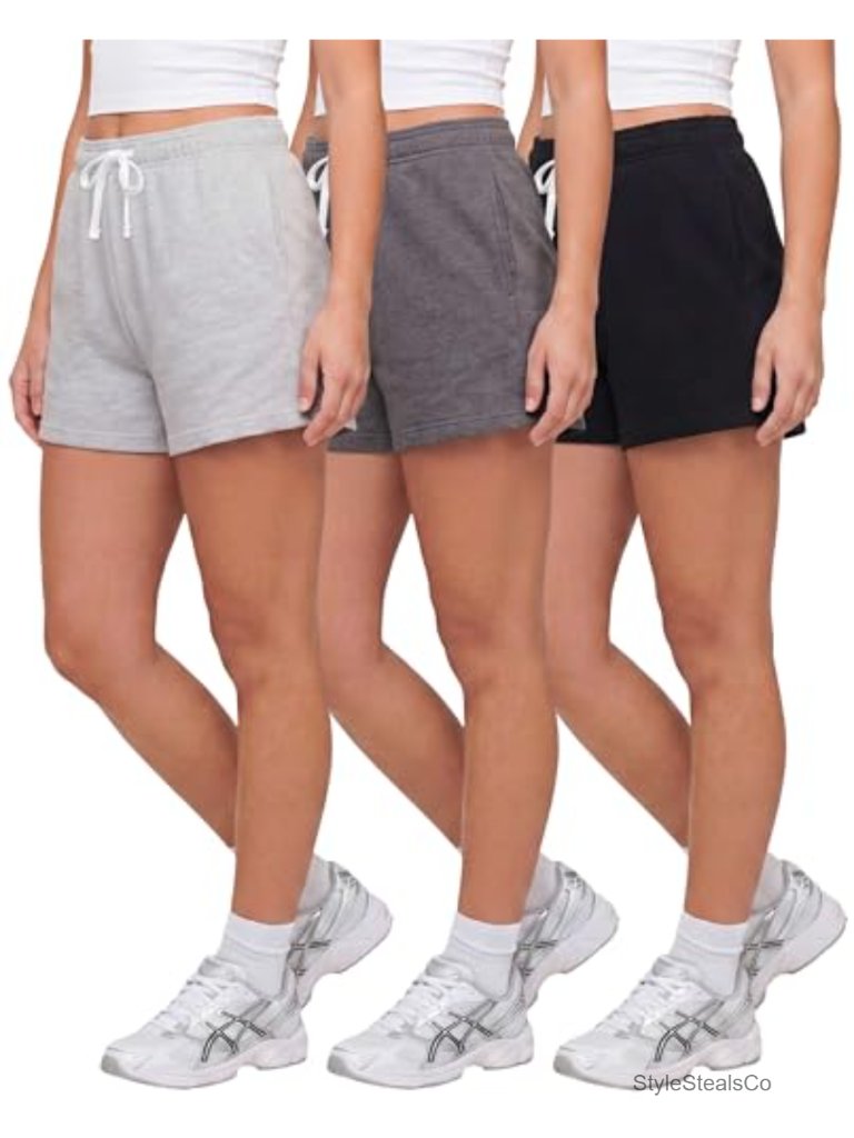 3 Pack Women's Fleece Lounge Shorts Athletic Workout Gym Sleep Casual With